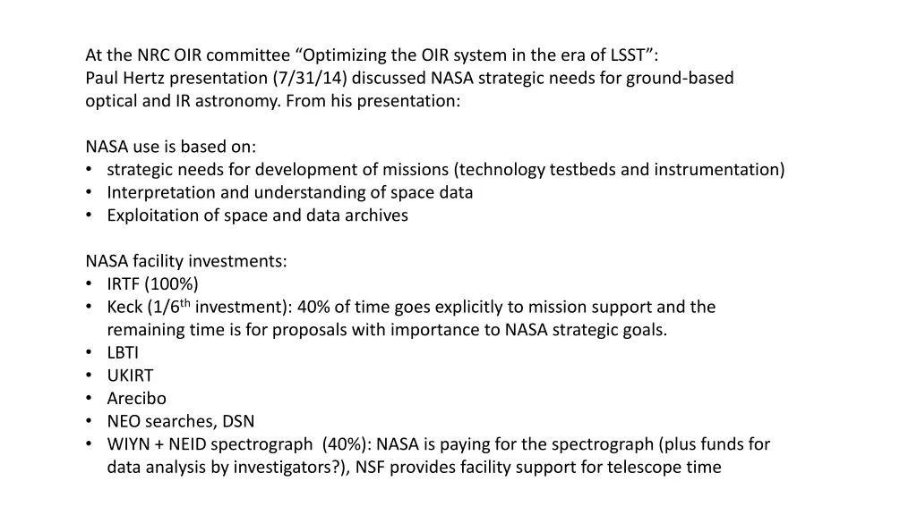 at the nrc oir committee optimizing