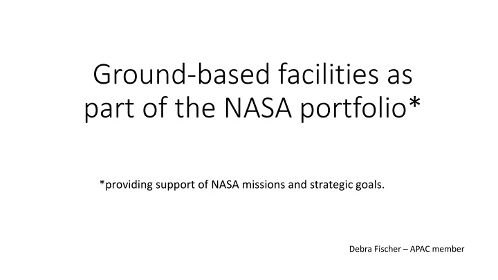 ground based facilities as part of the nasa