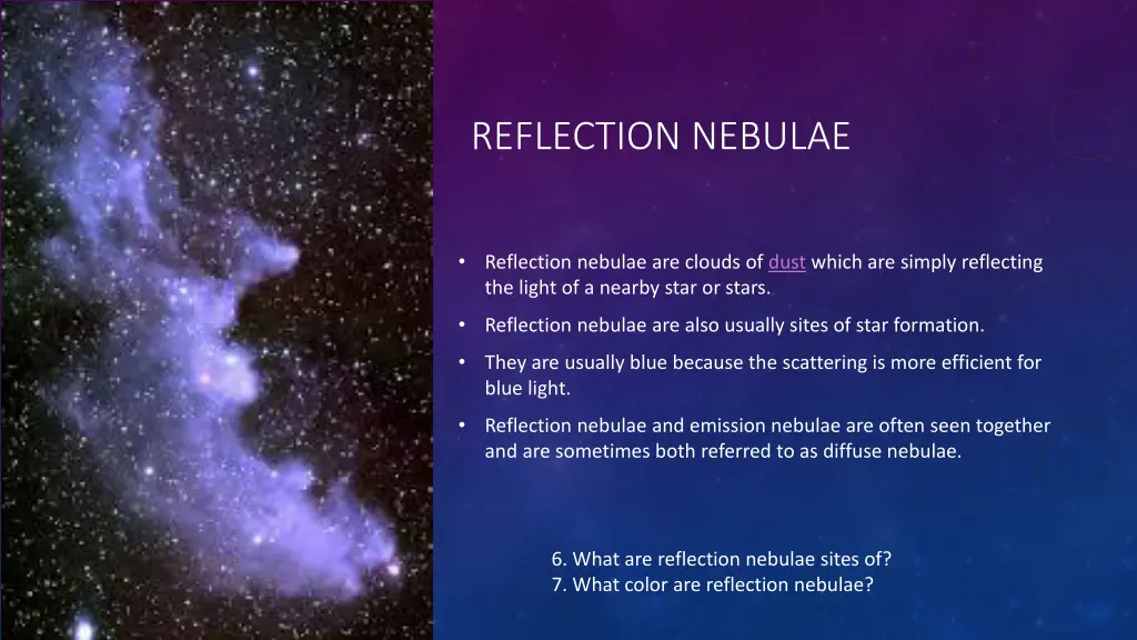 reflection nebulae