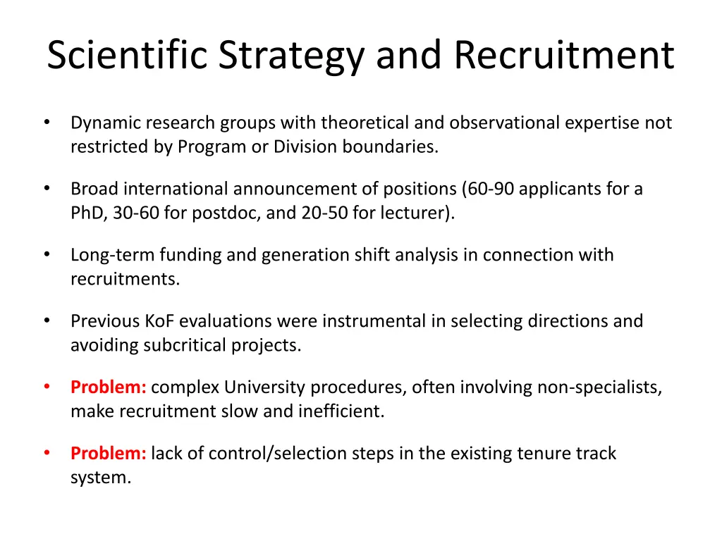 scientific strategy and recruitment