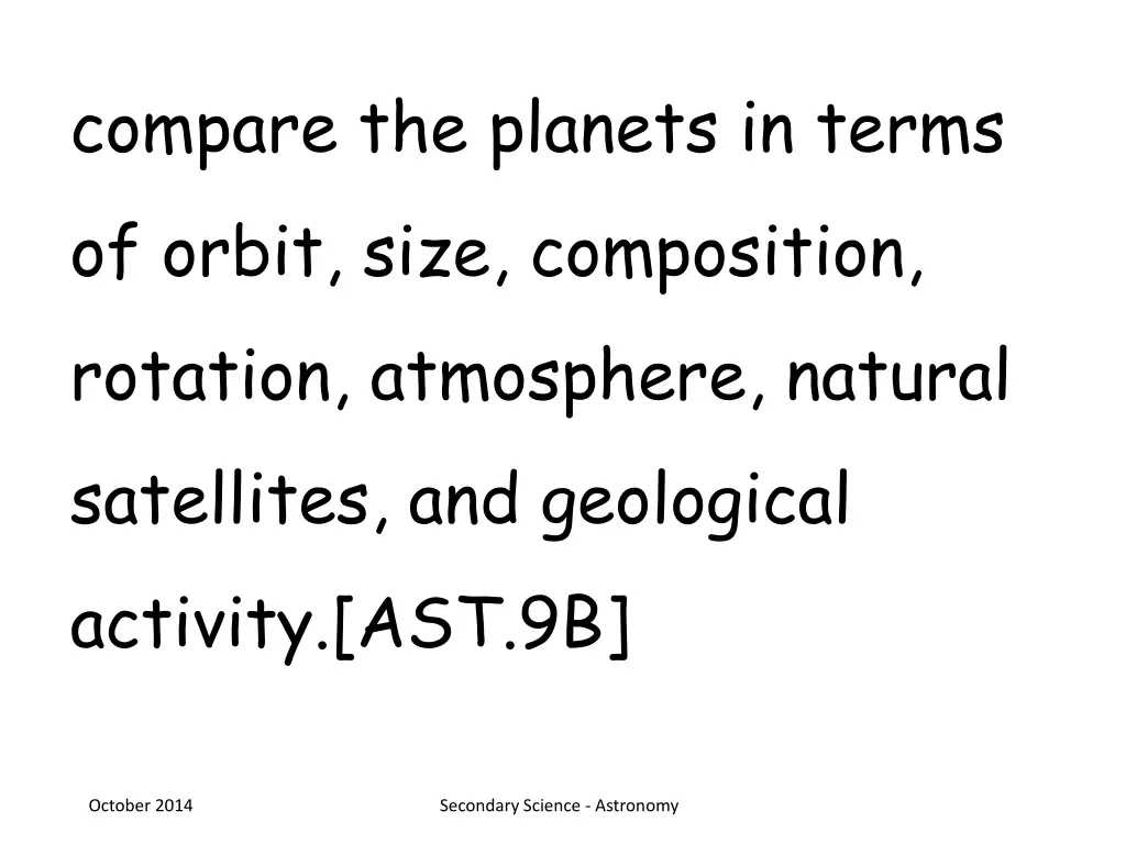 compare the planets in terms of orbit size