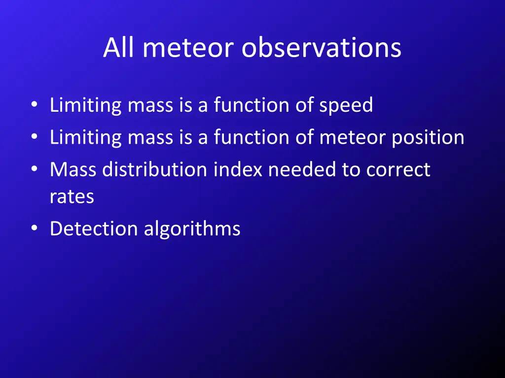 all meteor observations