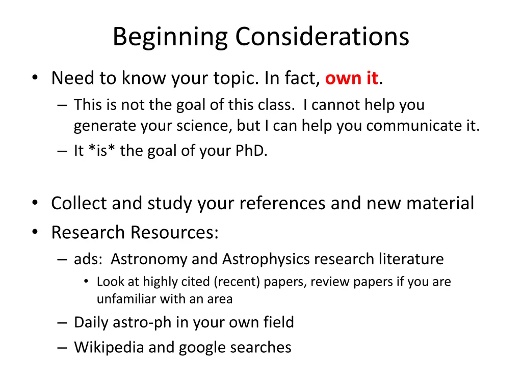 beginning considerations 1