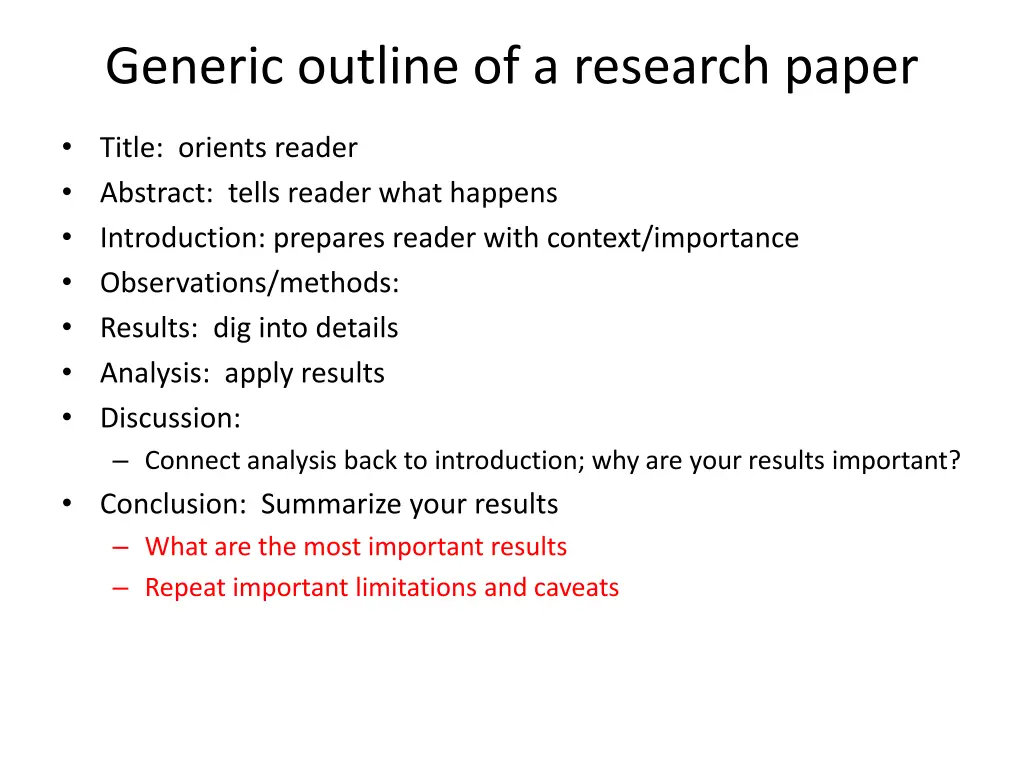 generic outline of a research paper