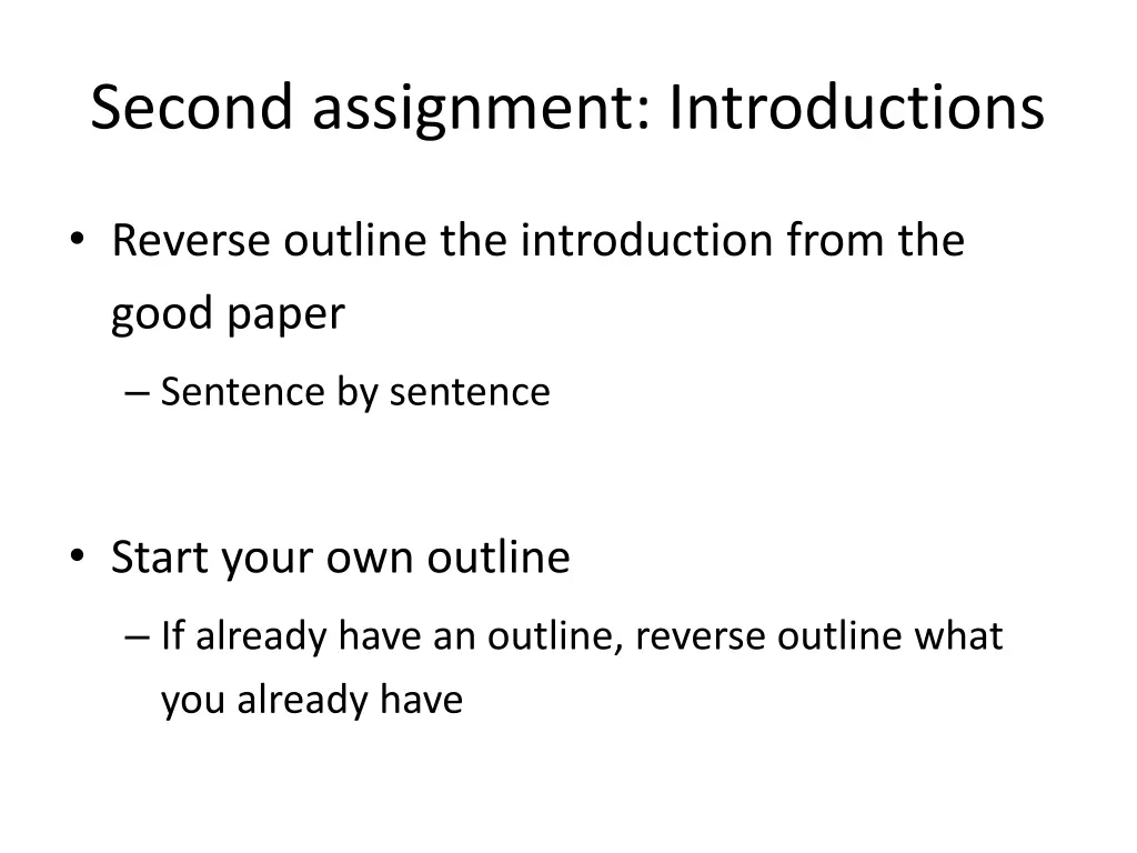 second assignment introductions