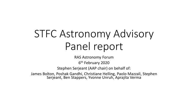 stfc astronomy advisory panel report