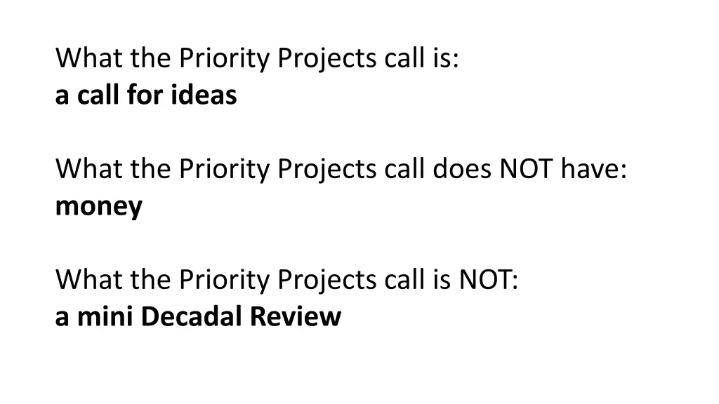 what the priority projects call is a call