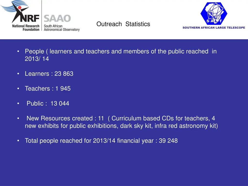 outreach statistics