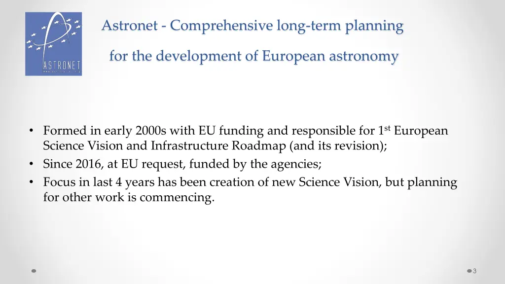 astronet comprehensive long term planning