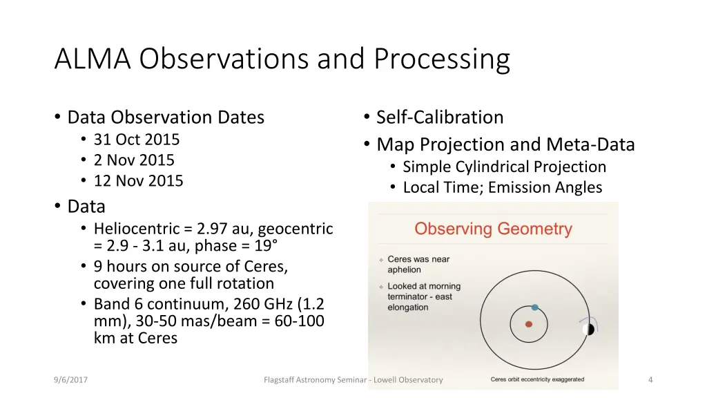 alma observations and processing