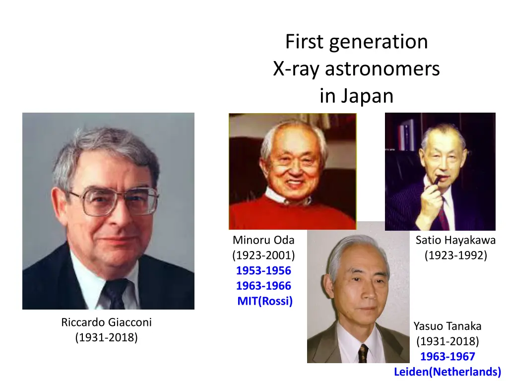 first generation x ray astronomers in japan