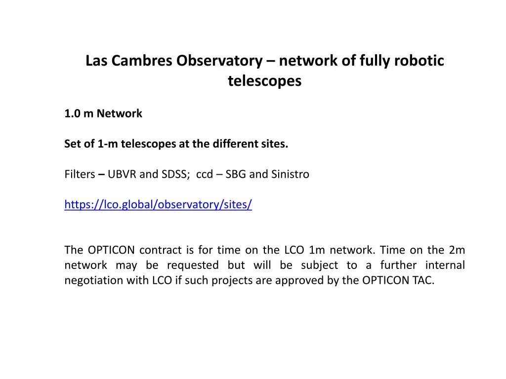 las cambres observatory network of fully robotic