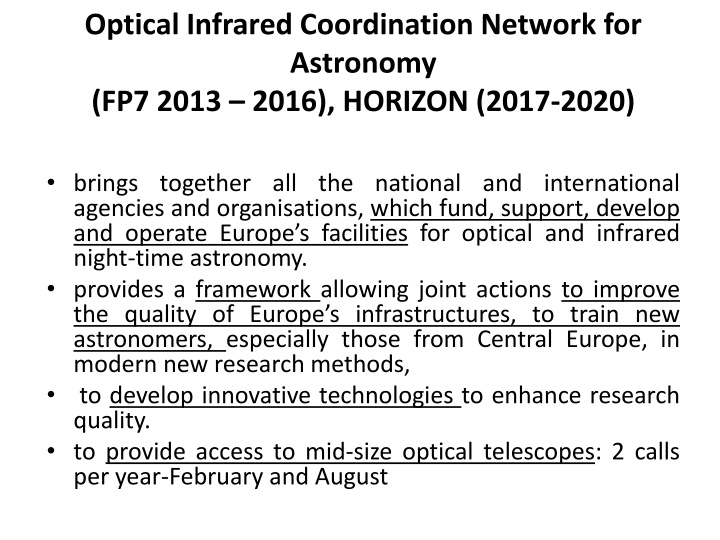 optical infrared coordination network