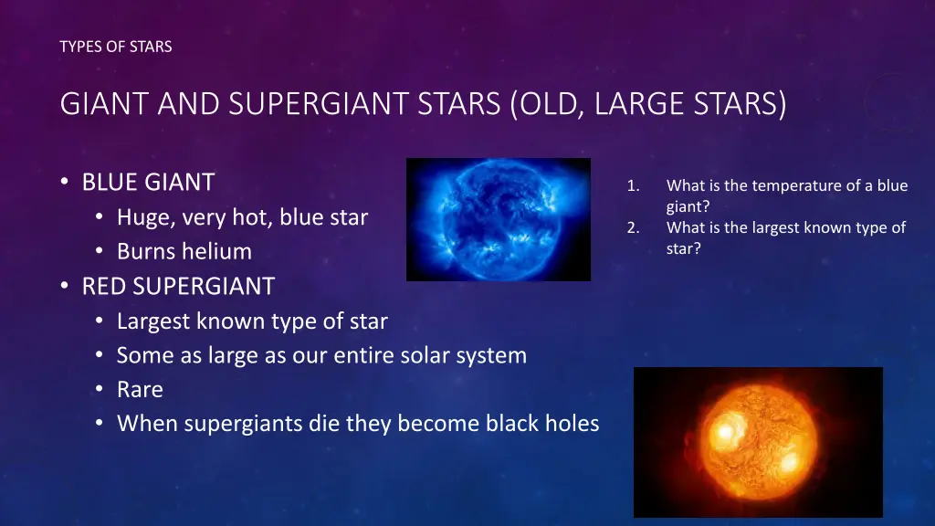 types of stars