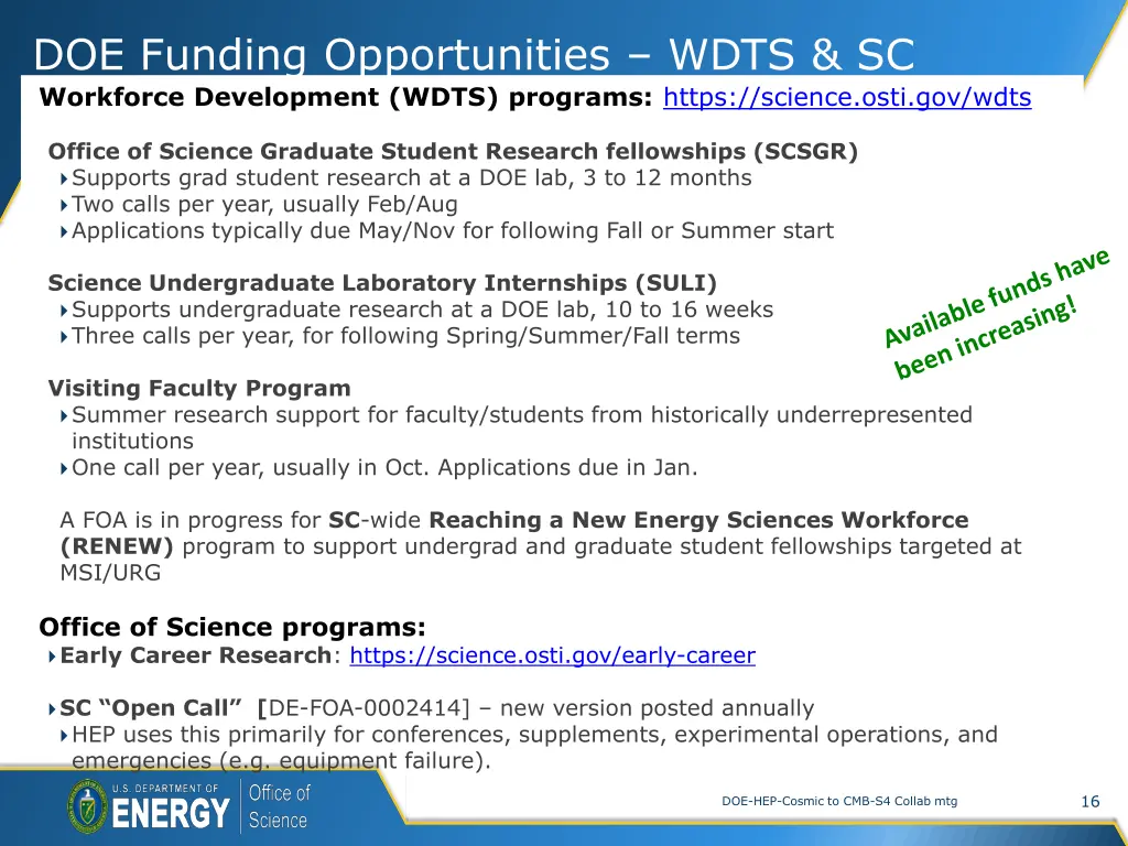 doe funding opportunities wdts sc workforce