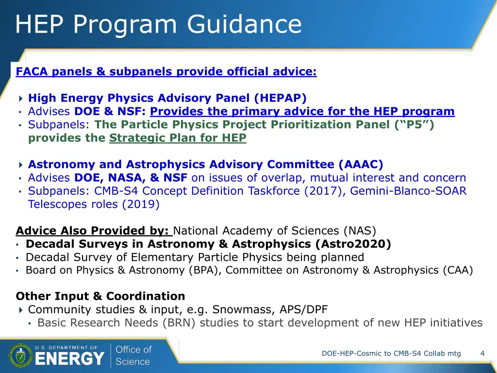 hep program guidance