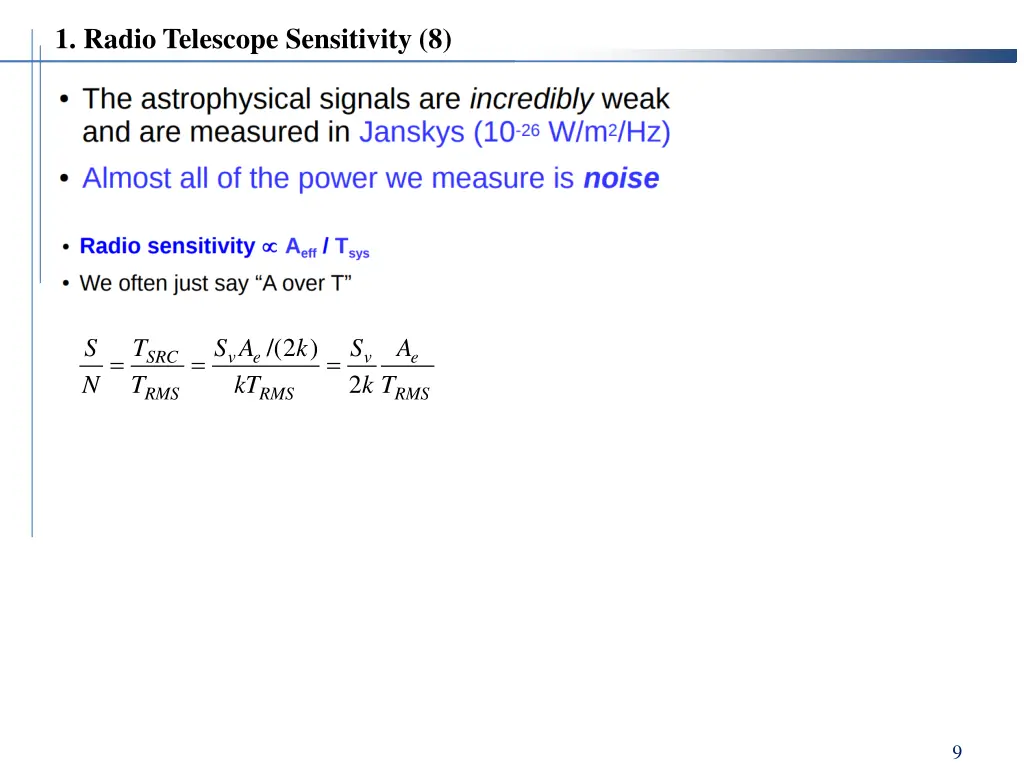 1 radio telescope sensitivity 8