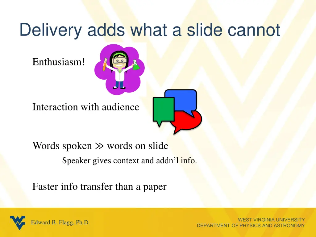 delivery adds what a slide cannot