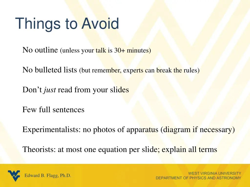 things to avoid