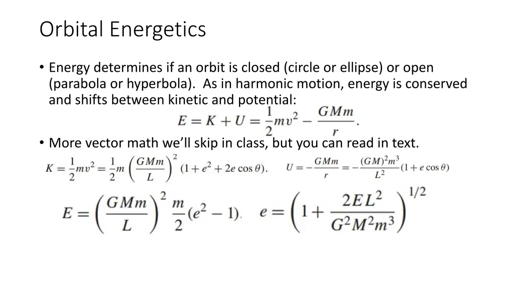 orbital energetics