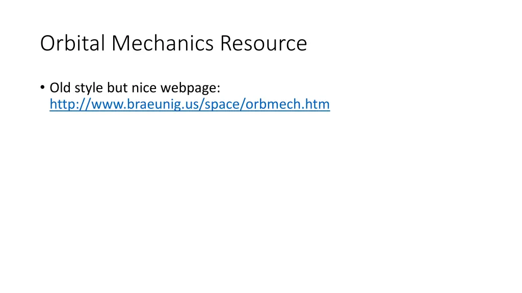 orbital mechanics resource