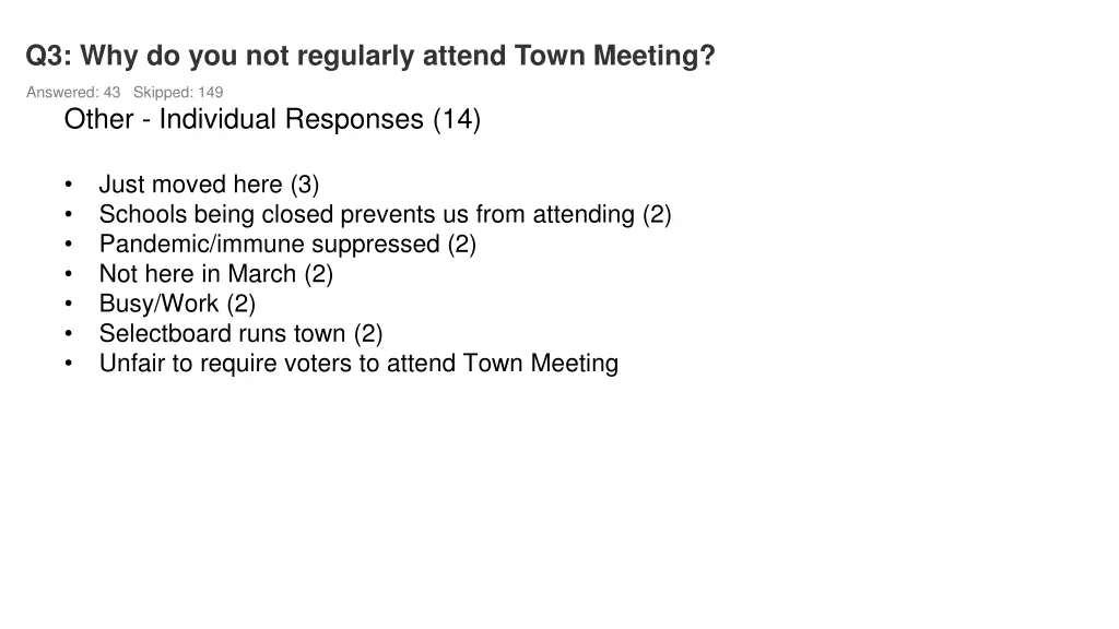 q3 why do you not regularly attend town meeting 1