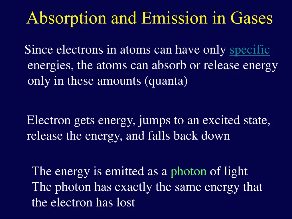 absorption and emission in gases