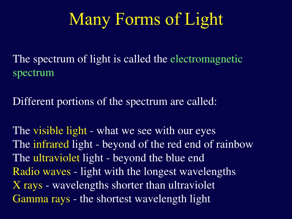 many forms of light