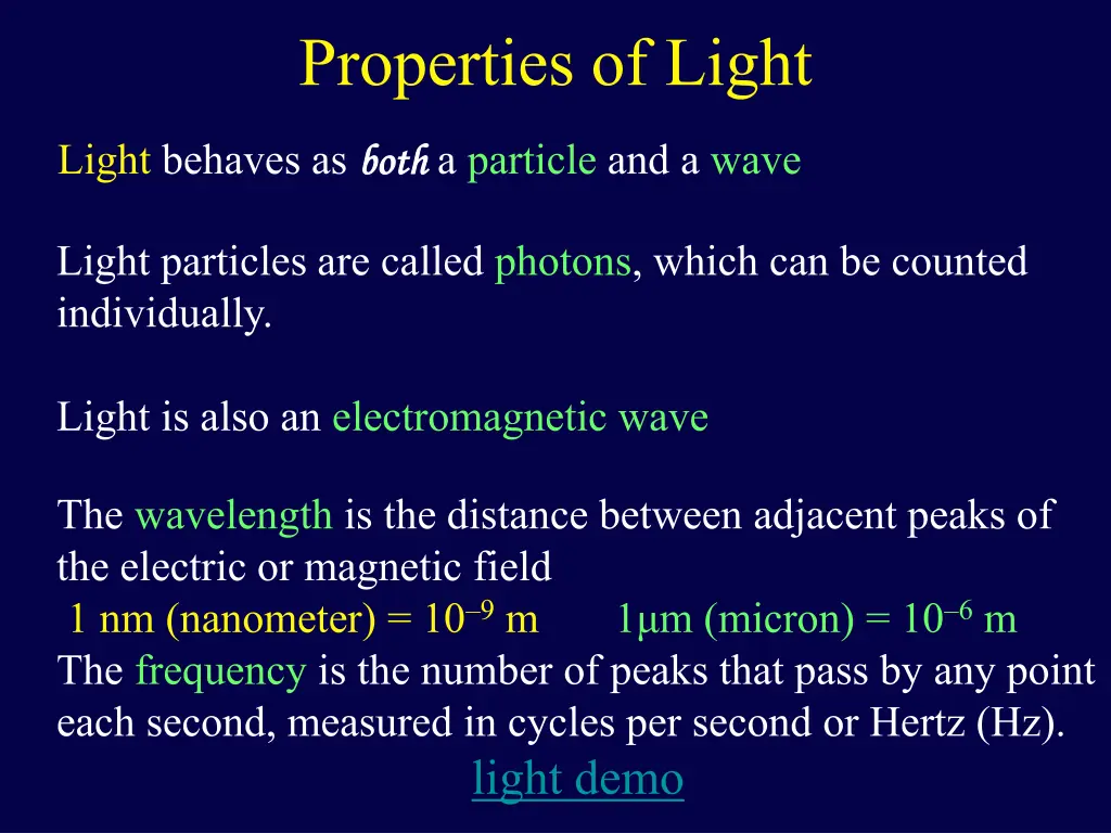 properties of light