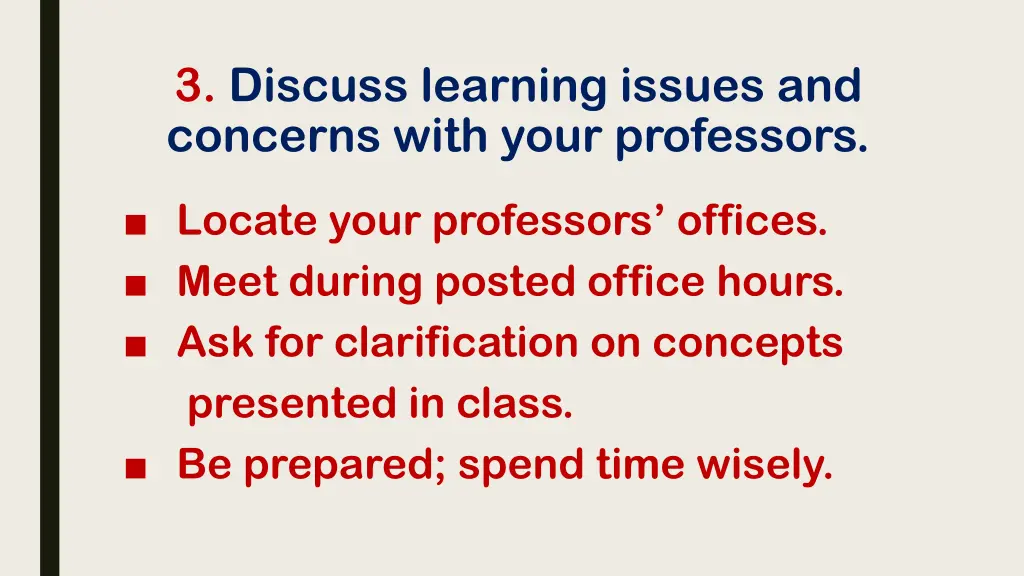 3 discuss learning issues and concerns with your