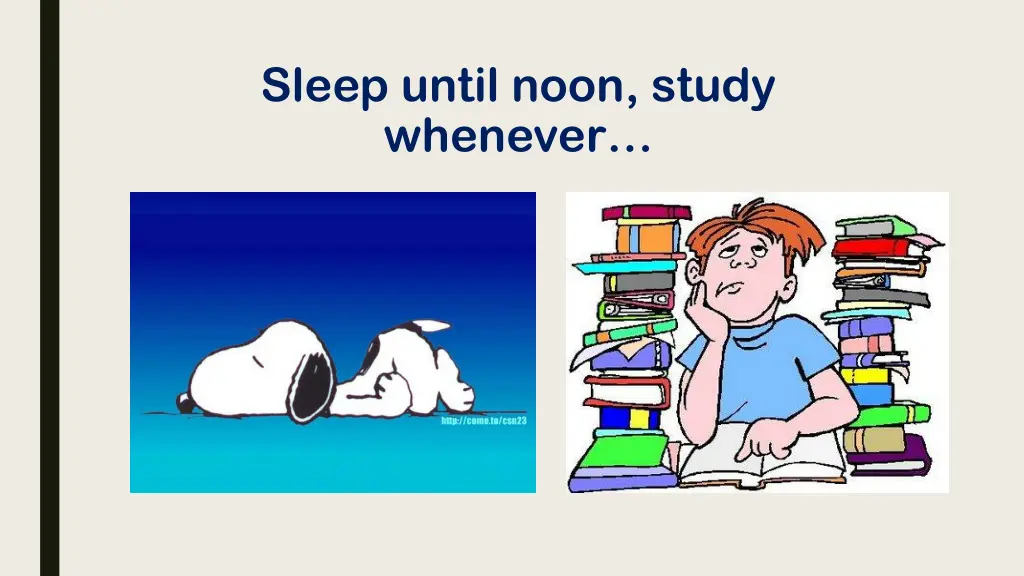 sleep until noon study whenever