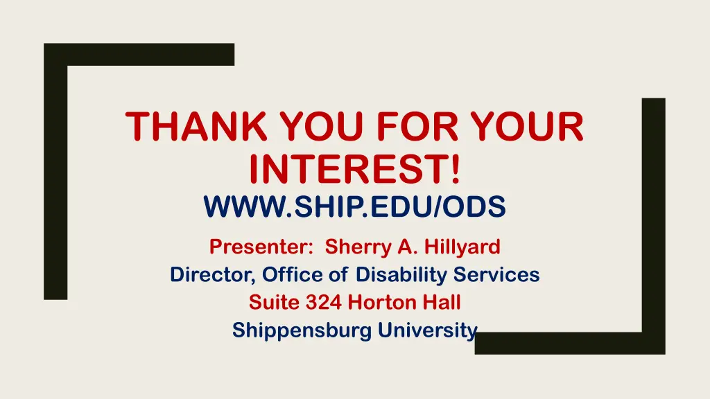 thank you for your interest www ship edu ods