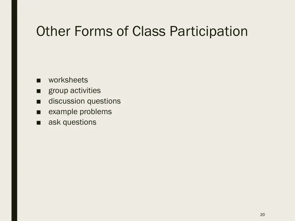 other forms of class participation