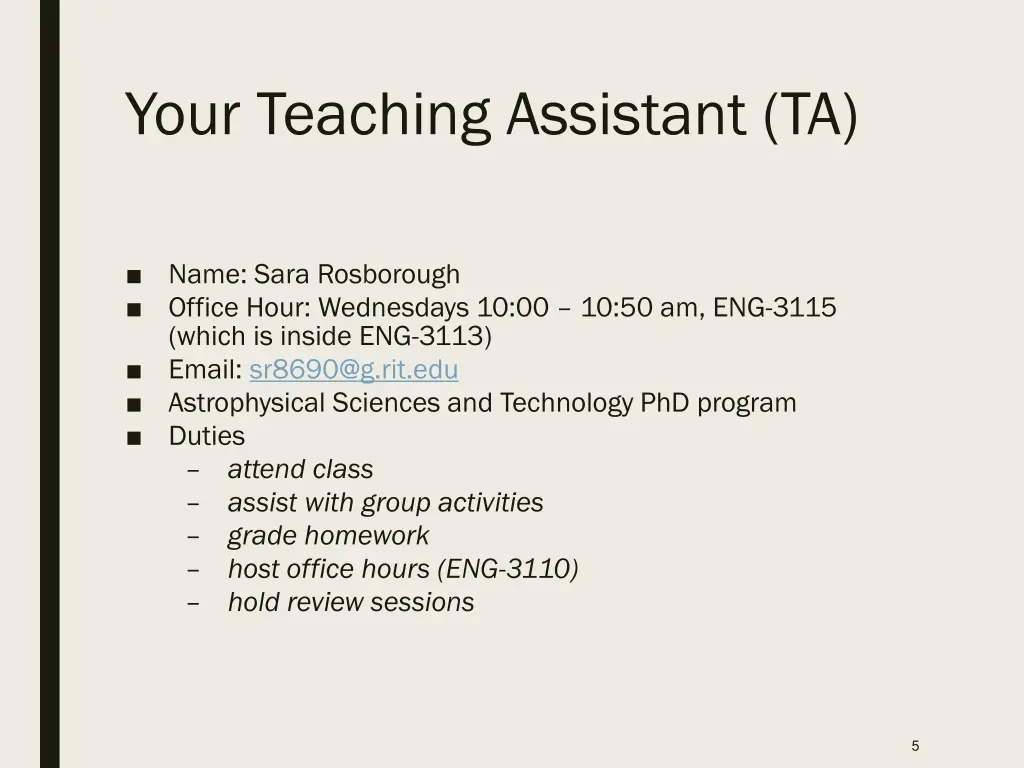 your teaching assistant ta