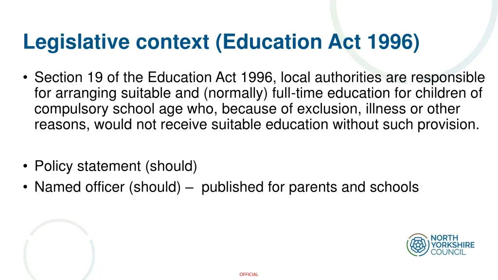 legislative context education act 1996