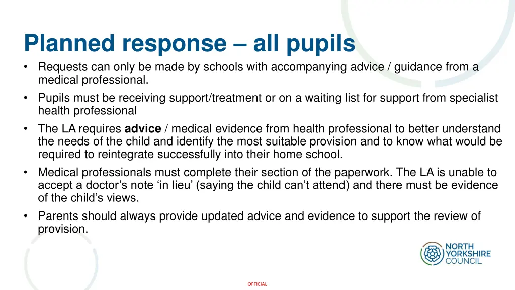 planned response all pupils requests can only