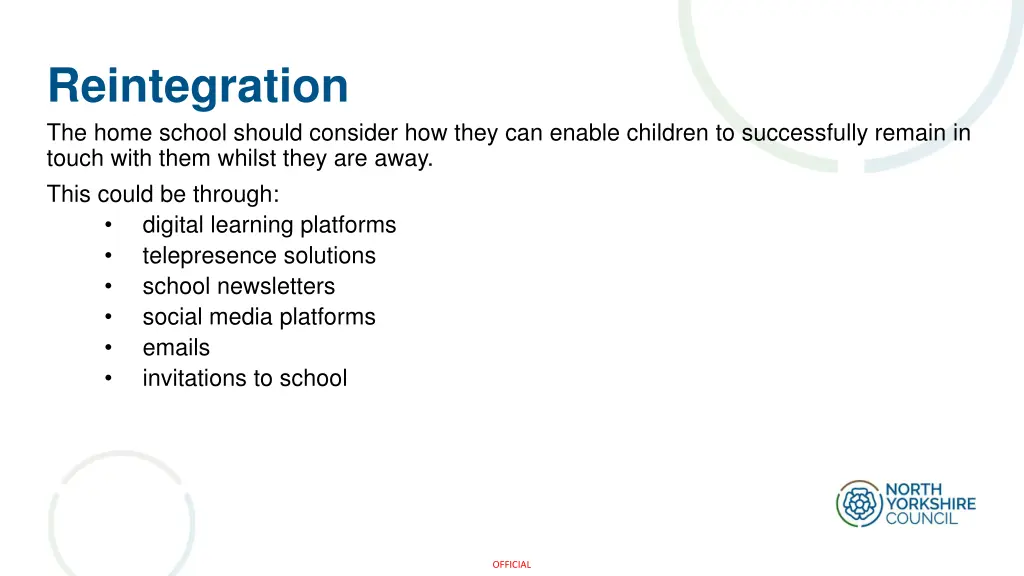 reintegration the home school should consider