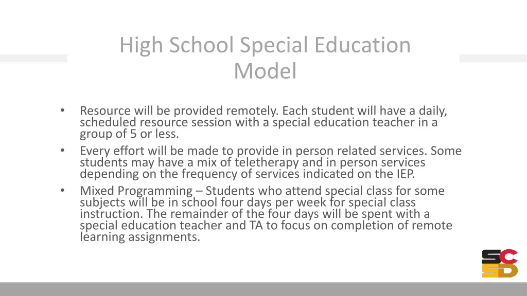 high school special education model 1