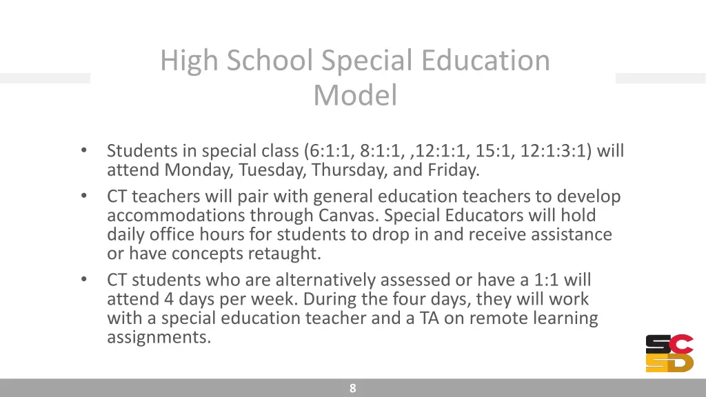 high school special education model