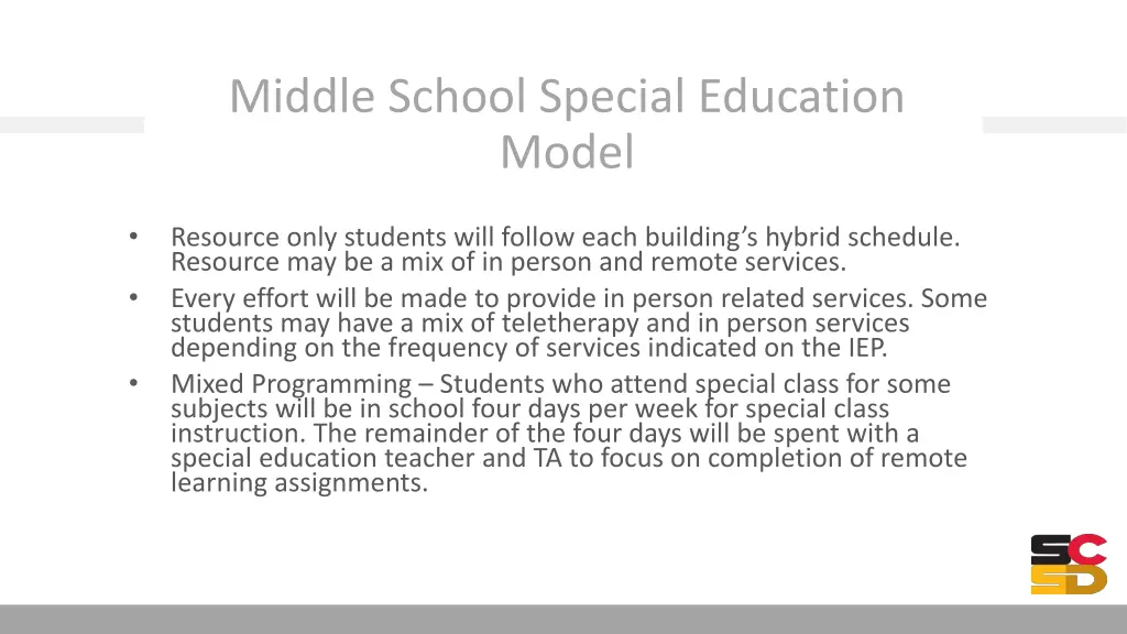 middle school special education model 1