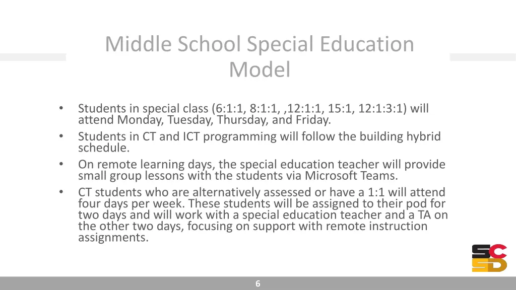 middle school special education model