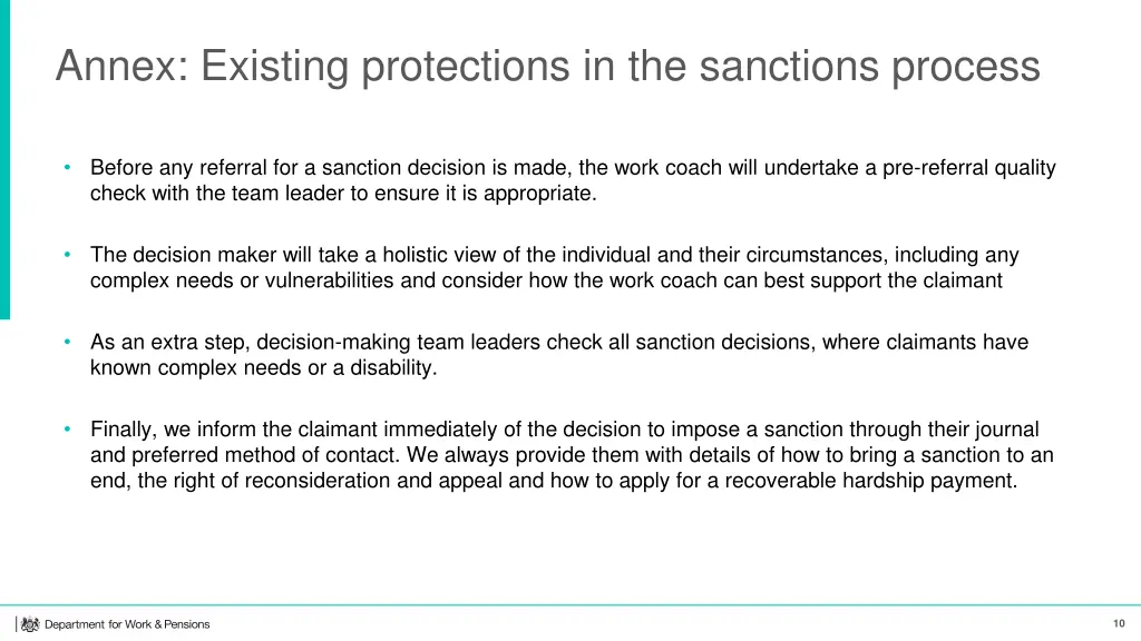 annex existing protections in the sanctions