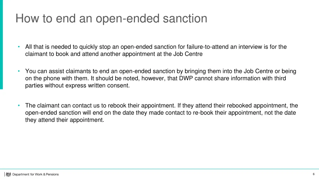 how to end an open ended sanction