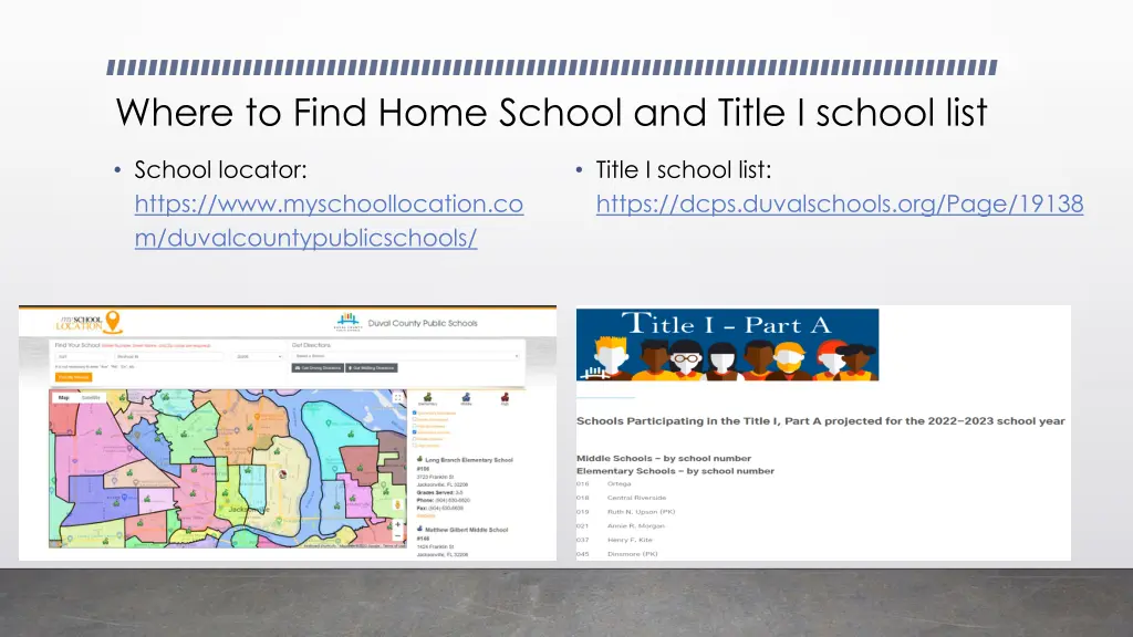 where to find home school and title i school list