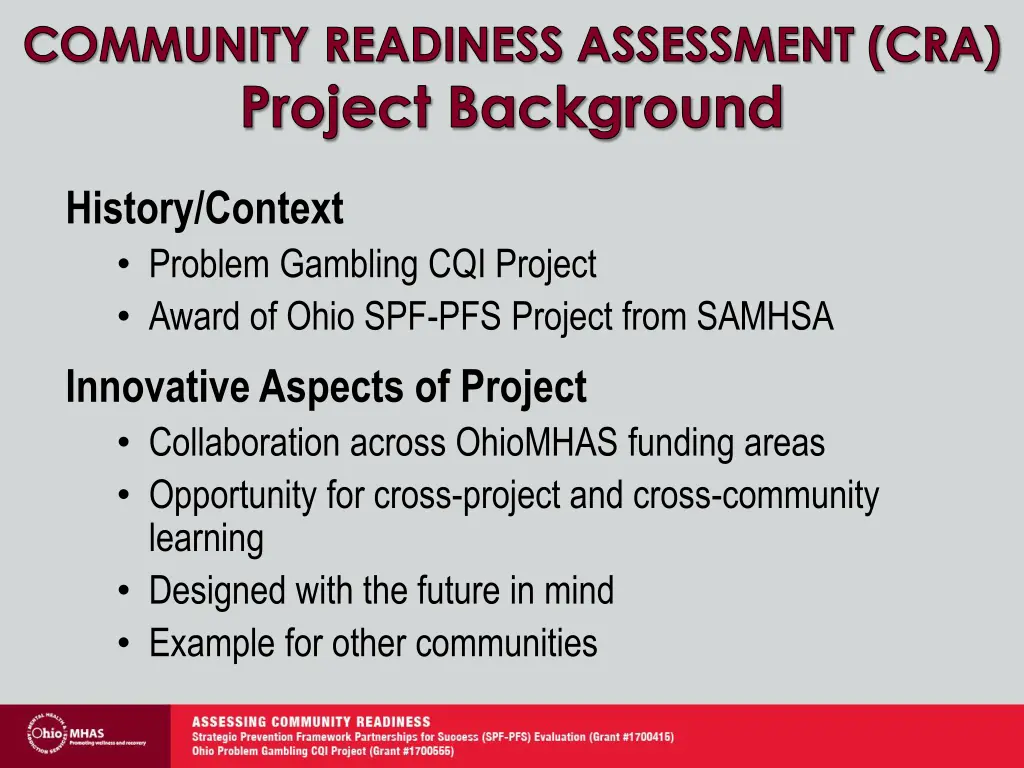 community readiness assessment cra project