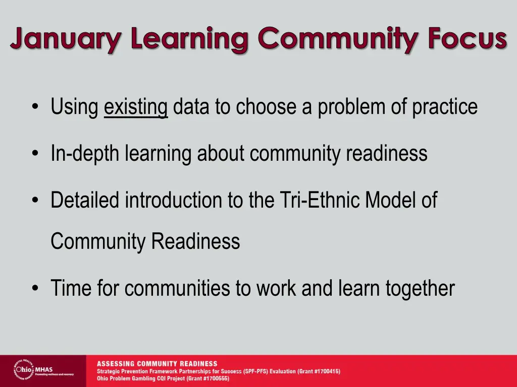 january learning community focus