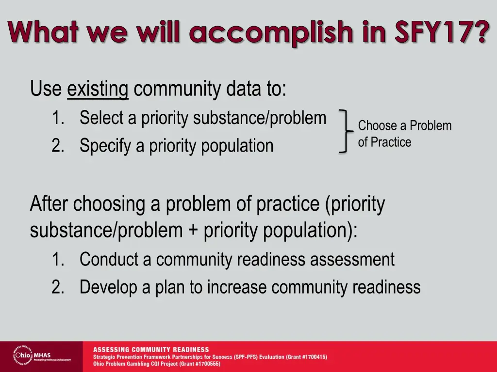 what we will accomplish in sfy17