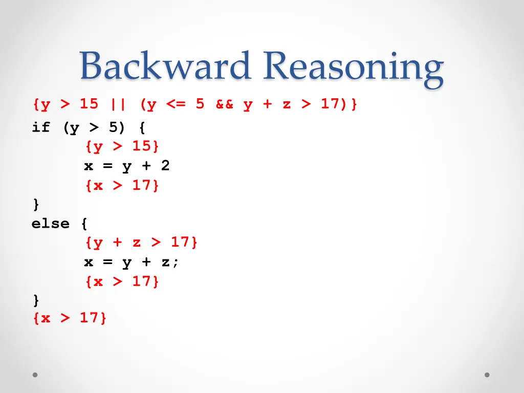 backward reasoning y 15 y 5 y z 17