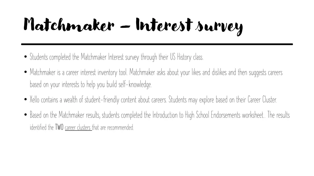 matchmaker interest survey