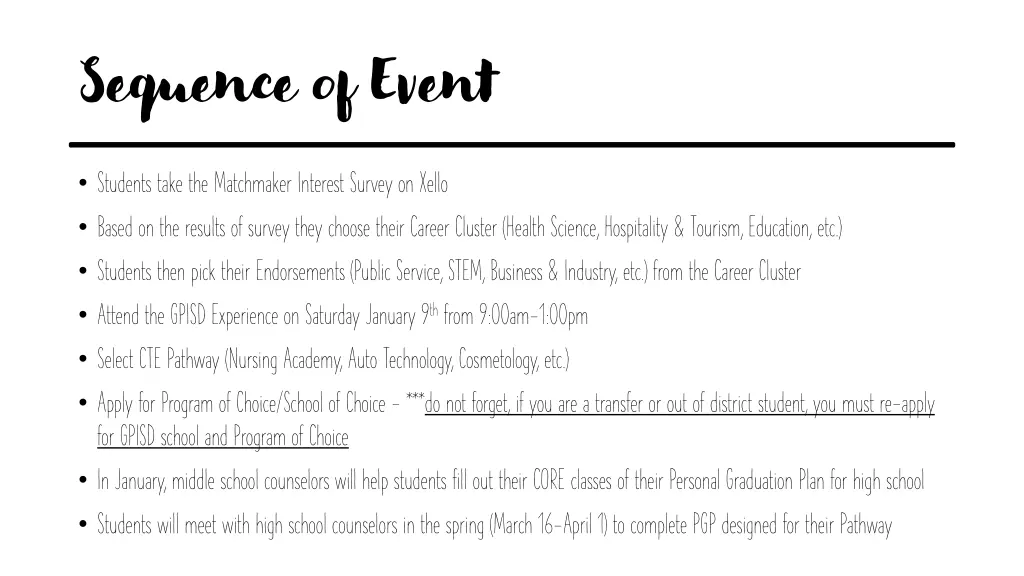 sequence of event